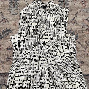 Theory 100% Silk Abstract Print Sleeveless Top